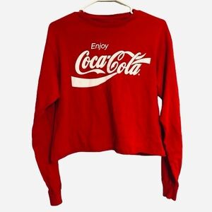 Coca-Cola Real Thing Long Sleeve Tee Cropped Red Cotton T-shirt Women’s M